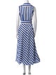 Loretta Caponi Striped Midi Length Dress