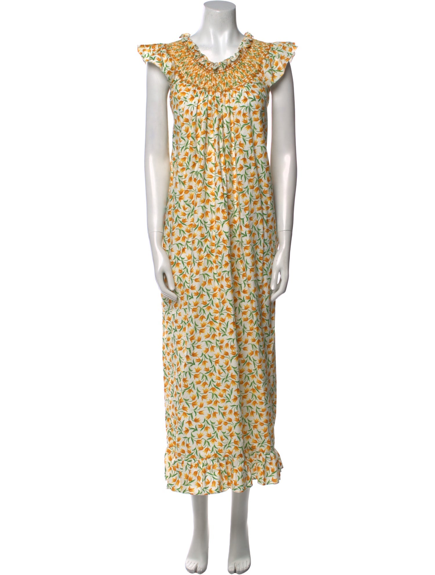 Loretta Caponi Floral Print Long Dress