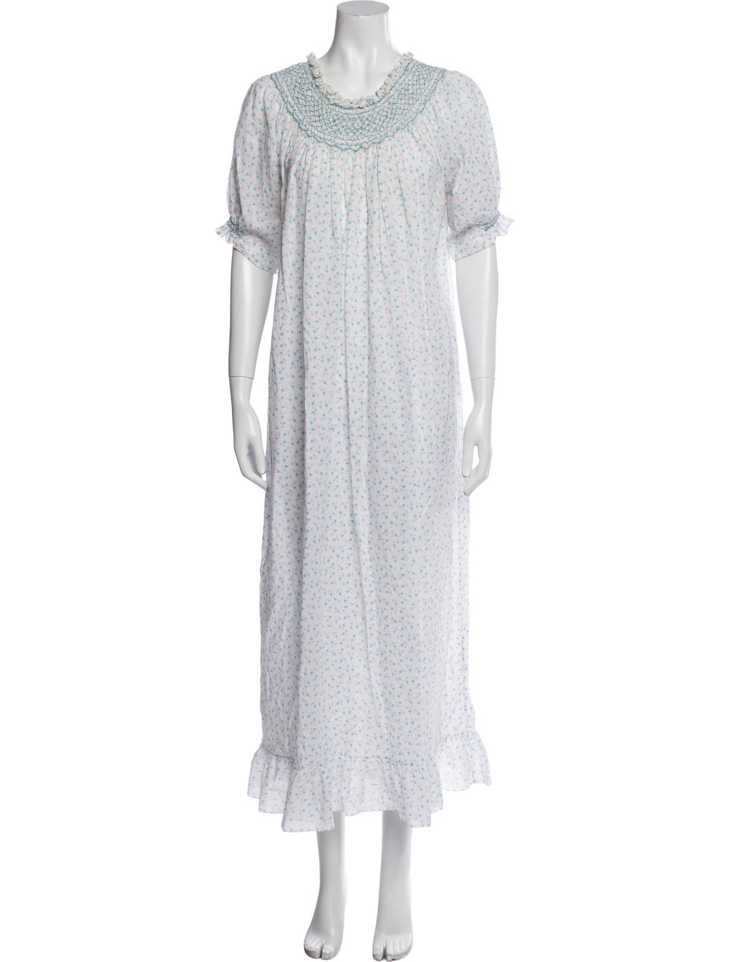 Loretta Caponi Ruffle Embellishment Nightgown