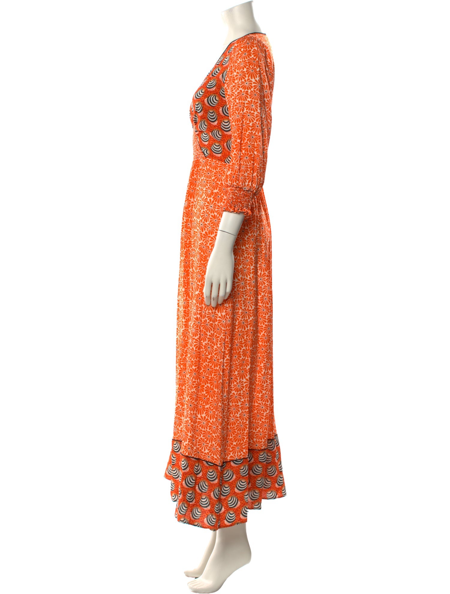 Loretta Caponi Floral Print Long Dress
