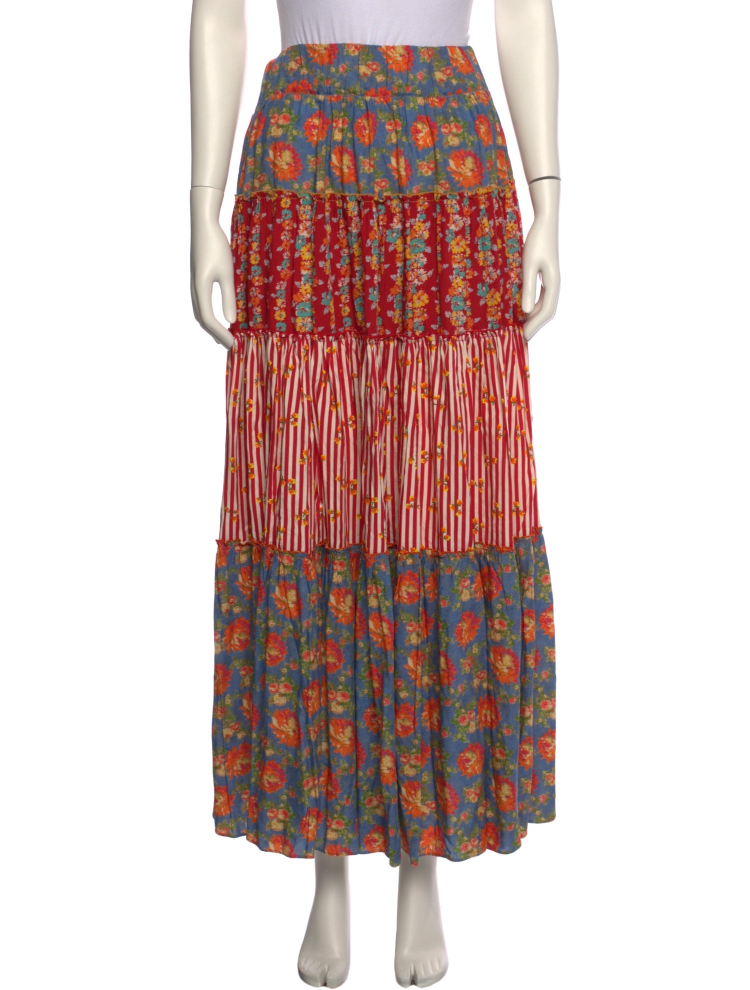 Loretta Caponi Floral Print Midi Length Skirt