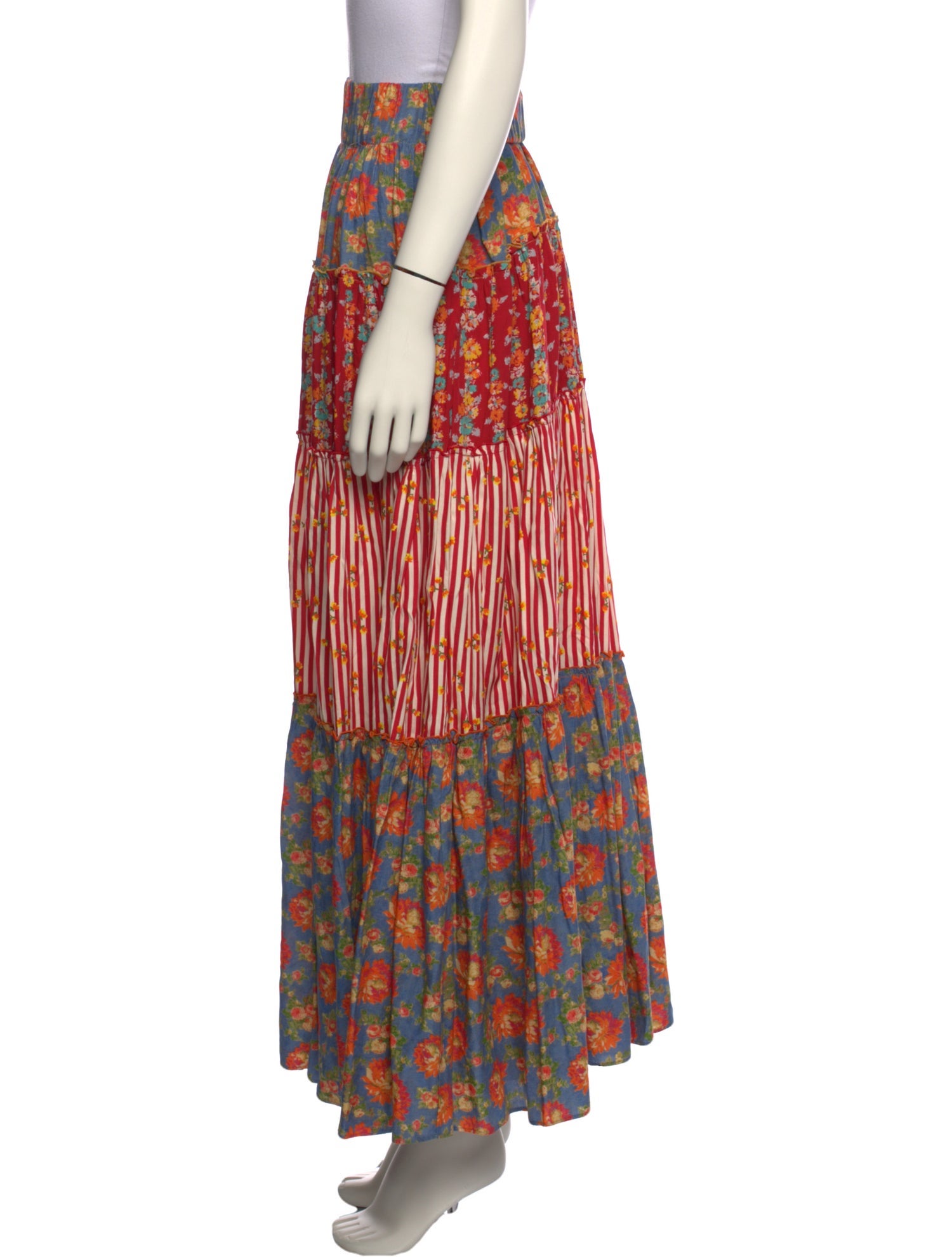 Loretta Caponi Floral Print Midi Length Skirt