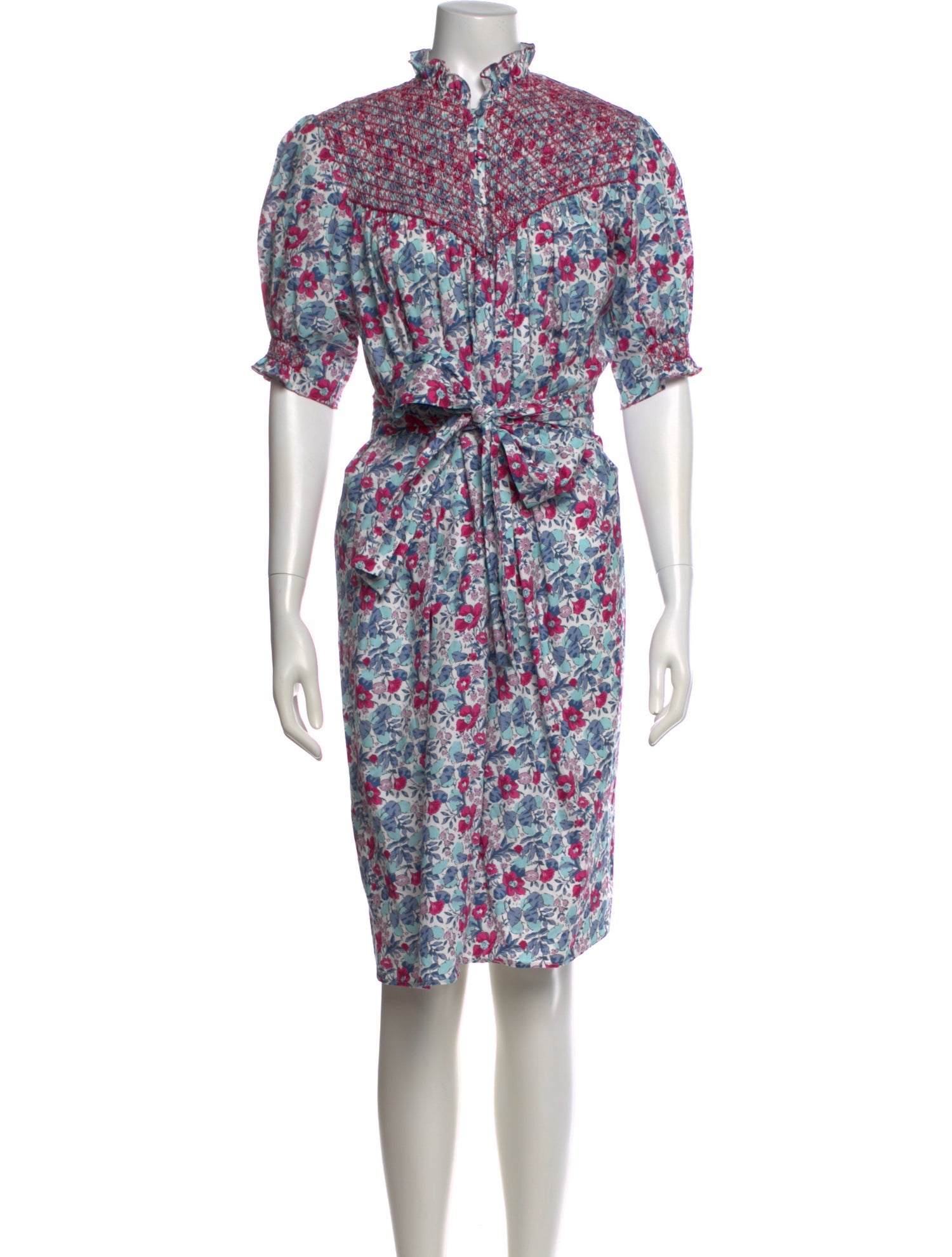 Loretta Caponi Floral Print Knee-Length Dress