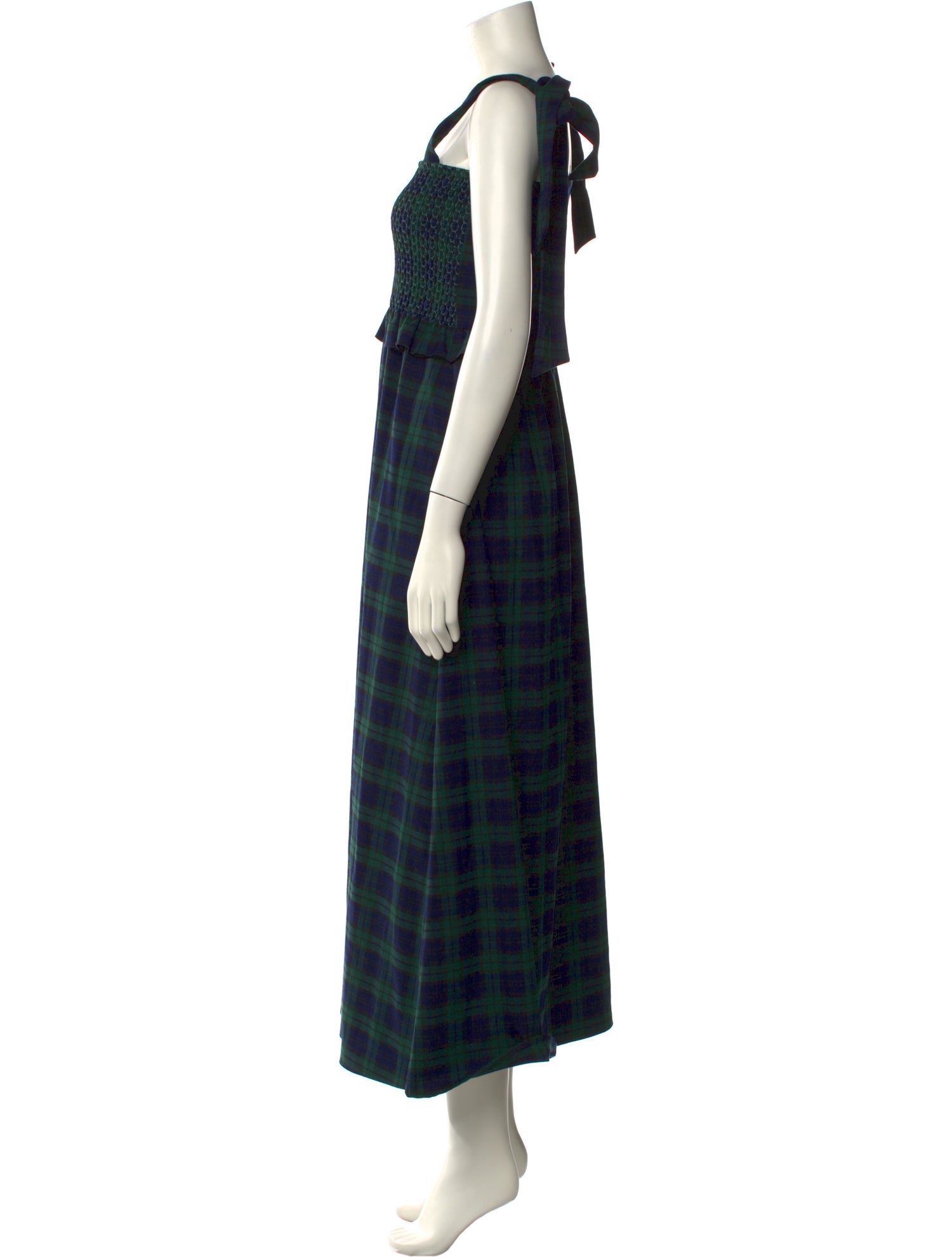 Loretta Caponi Plaid Print Long Dress