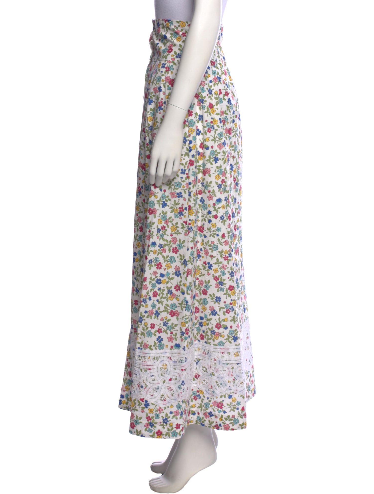 Loretta Caponi Floral Print Midi Length Skirt