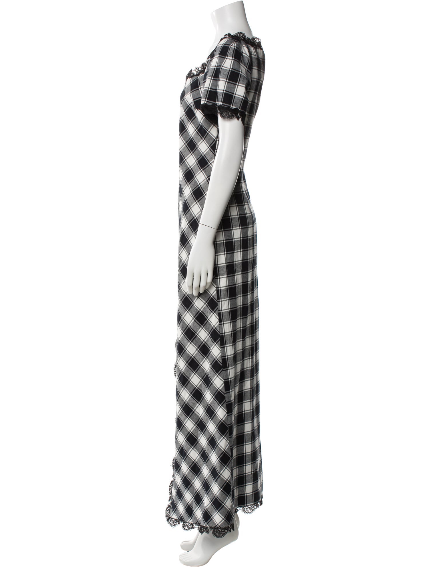 Loretta Caponi Plaid Print Long Dress w/ Tags