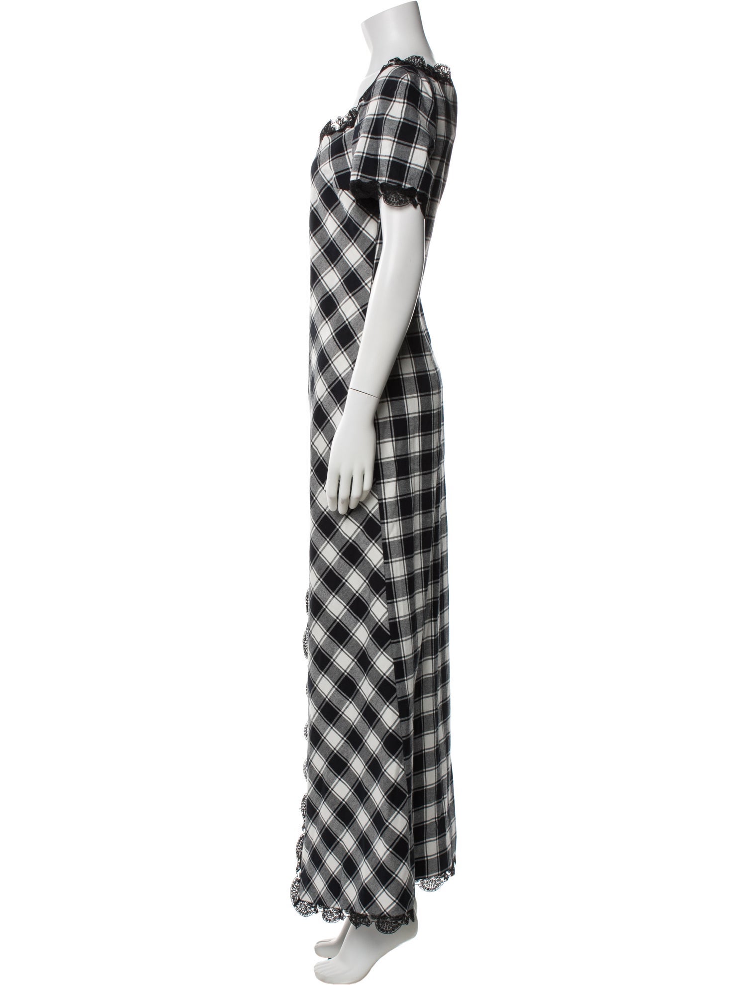 Loretta Caponi Plaid Print Long Dress w/ Tags