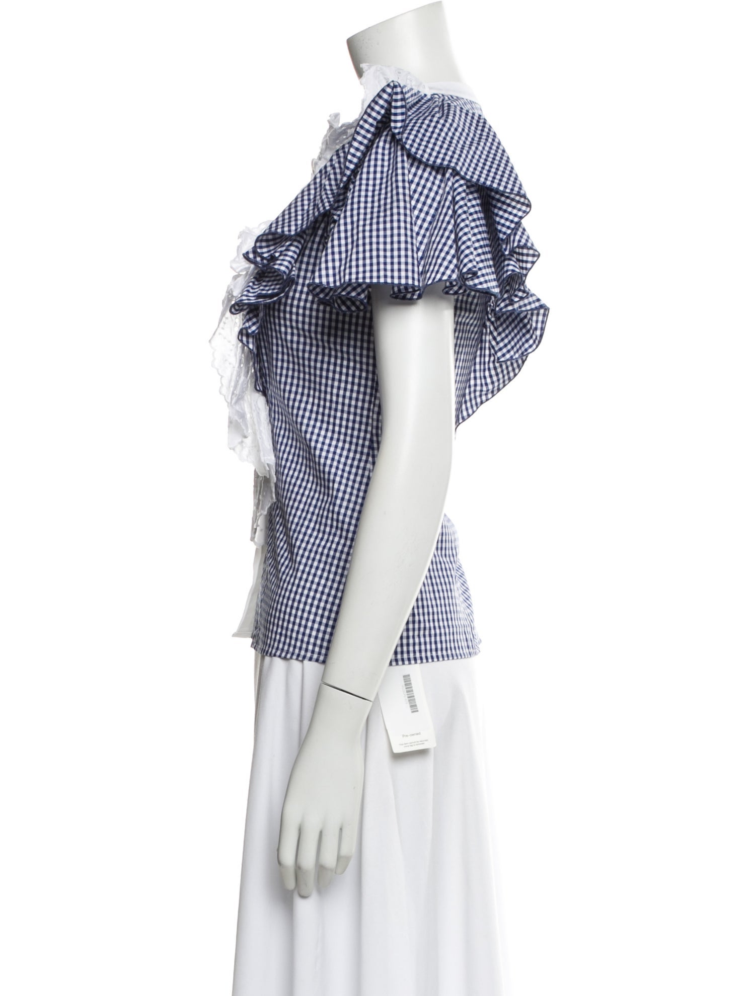 Loretta Caponi Plaid Print Short Sleeve Blouse