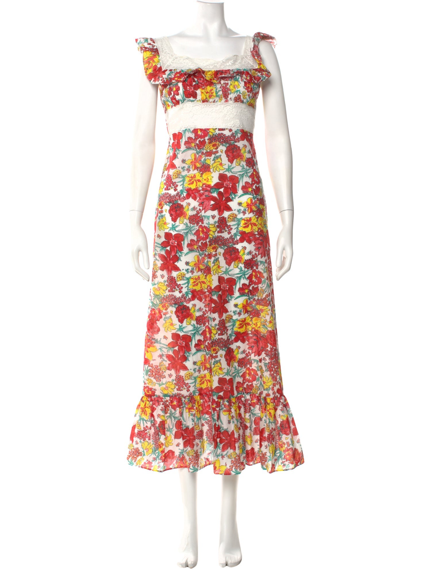 Loretta Caponi Floral Print Long Dress