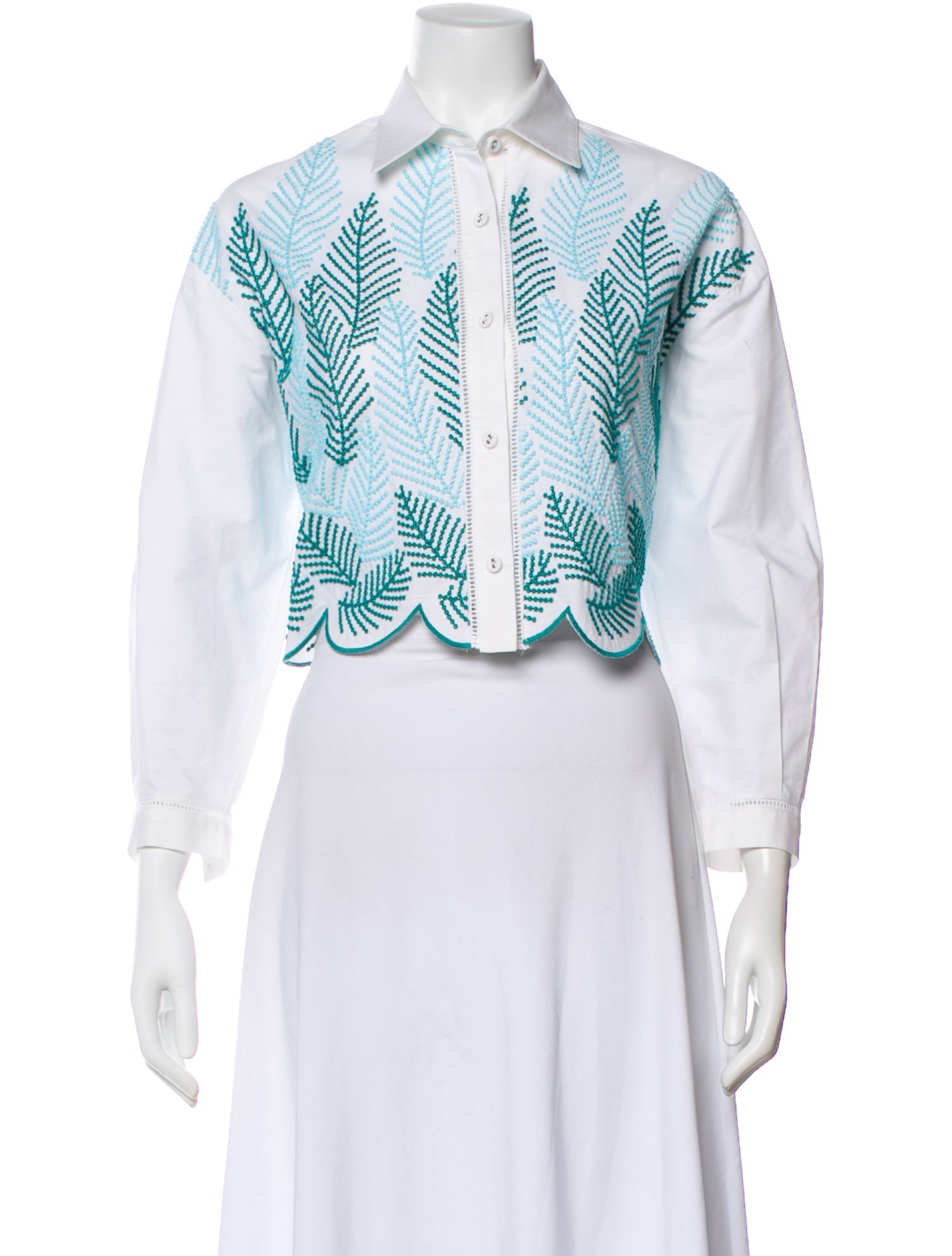 Loretta Caponi Floral Print Long Sleeve Button-Up Top