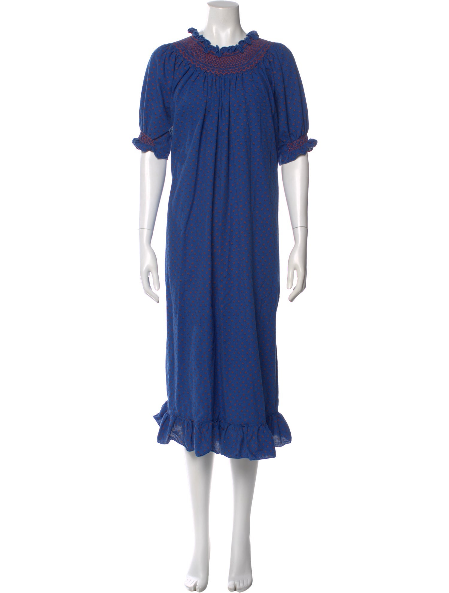 Loretta Caponi Mock Neck Midi Length Dress