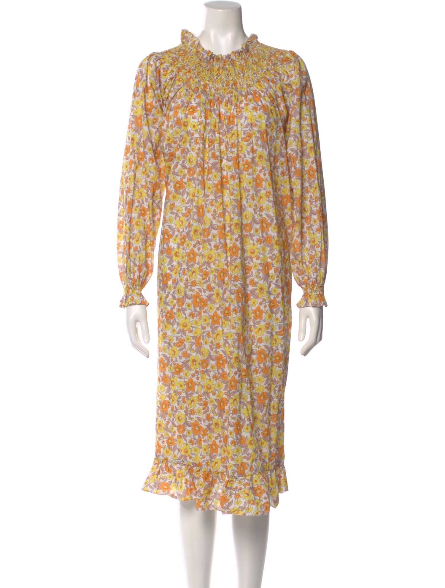Loretta Caponi Floral Print Midi Length Dress