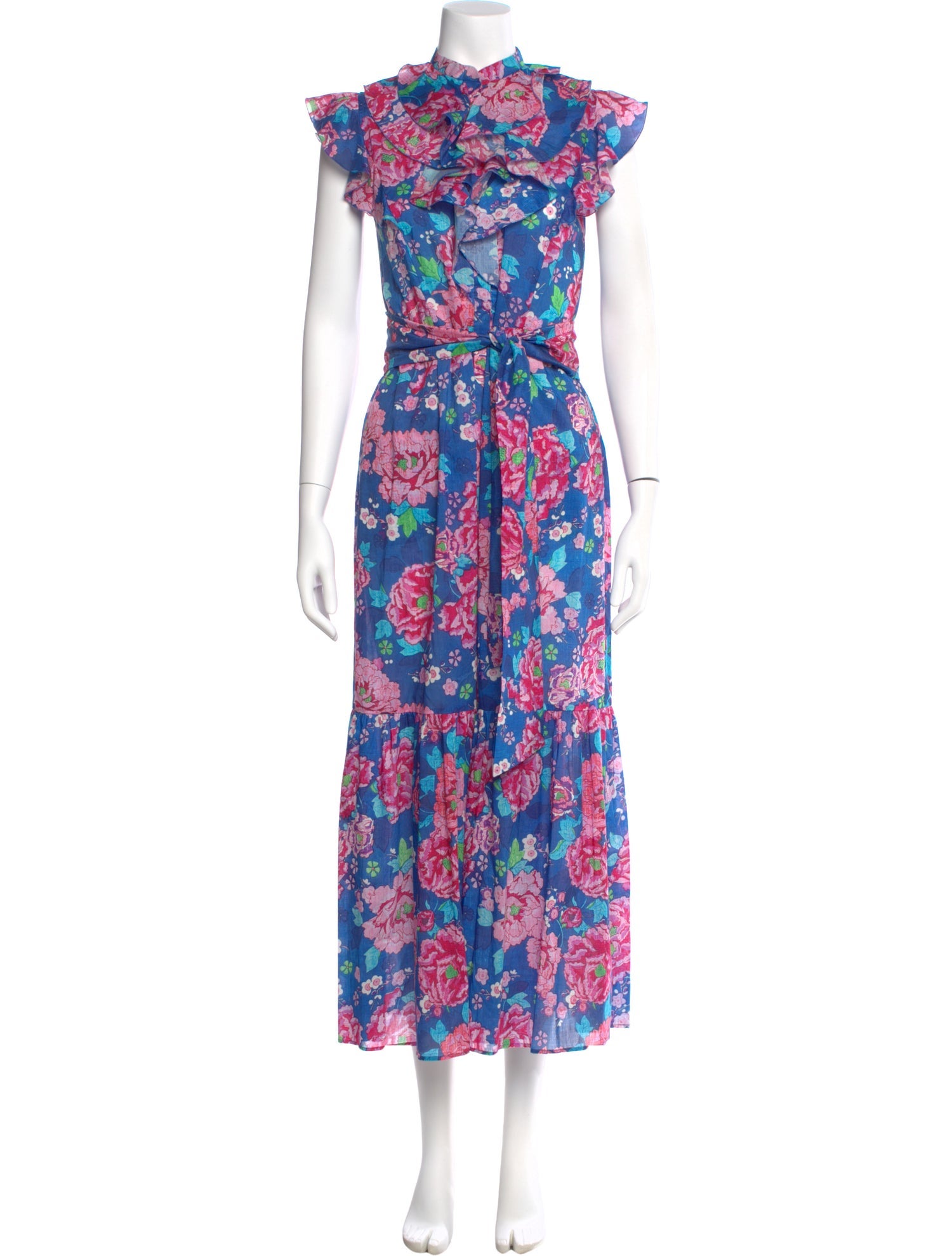Loretta Caponi Floral Print Long Dress