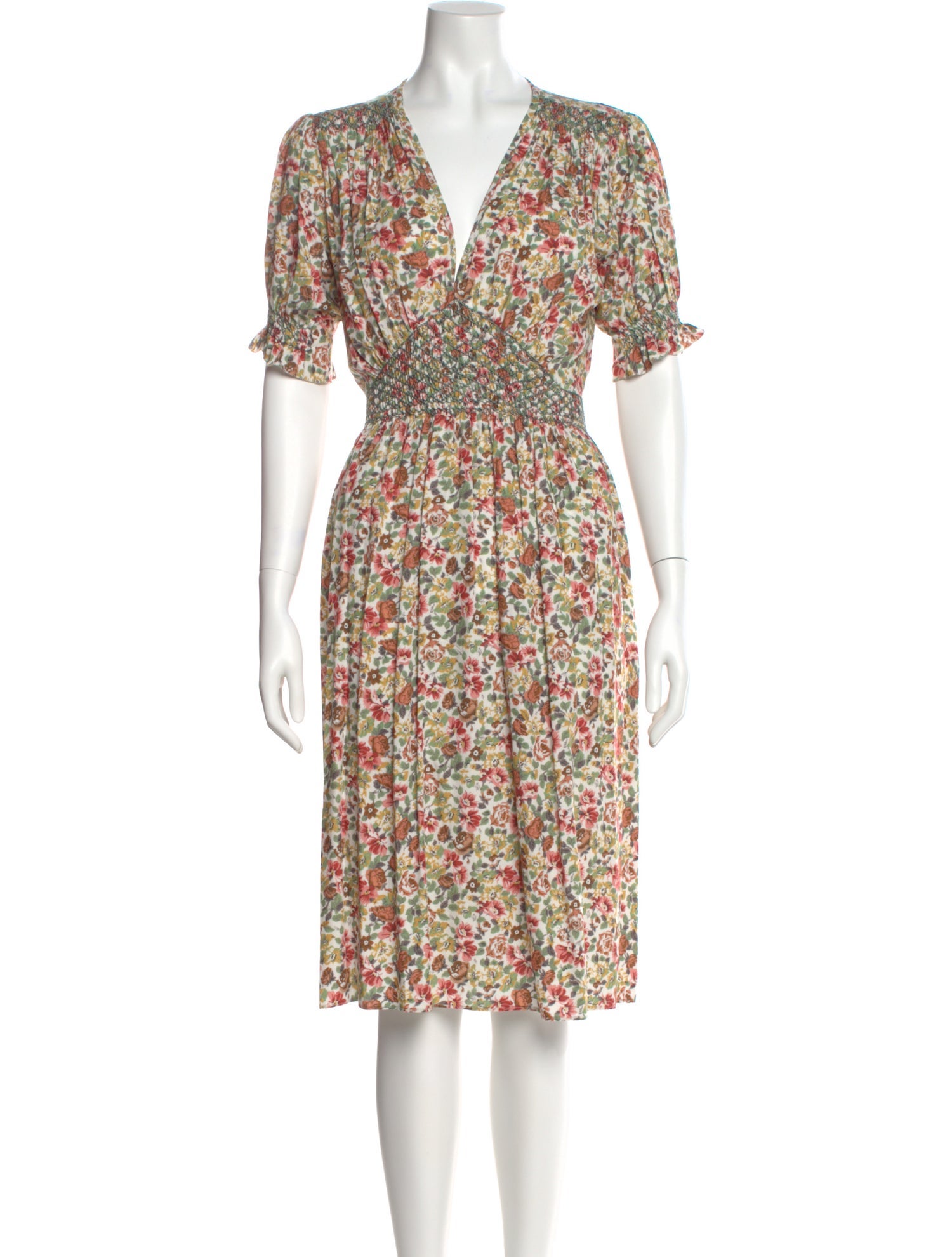 Loretta Caponi Floral Print Midi Length Dress