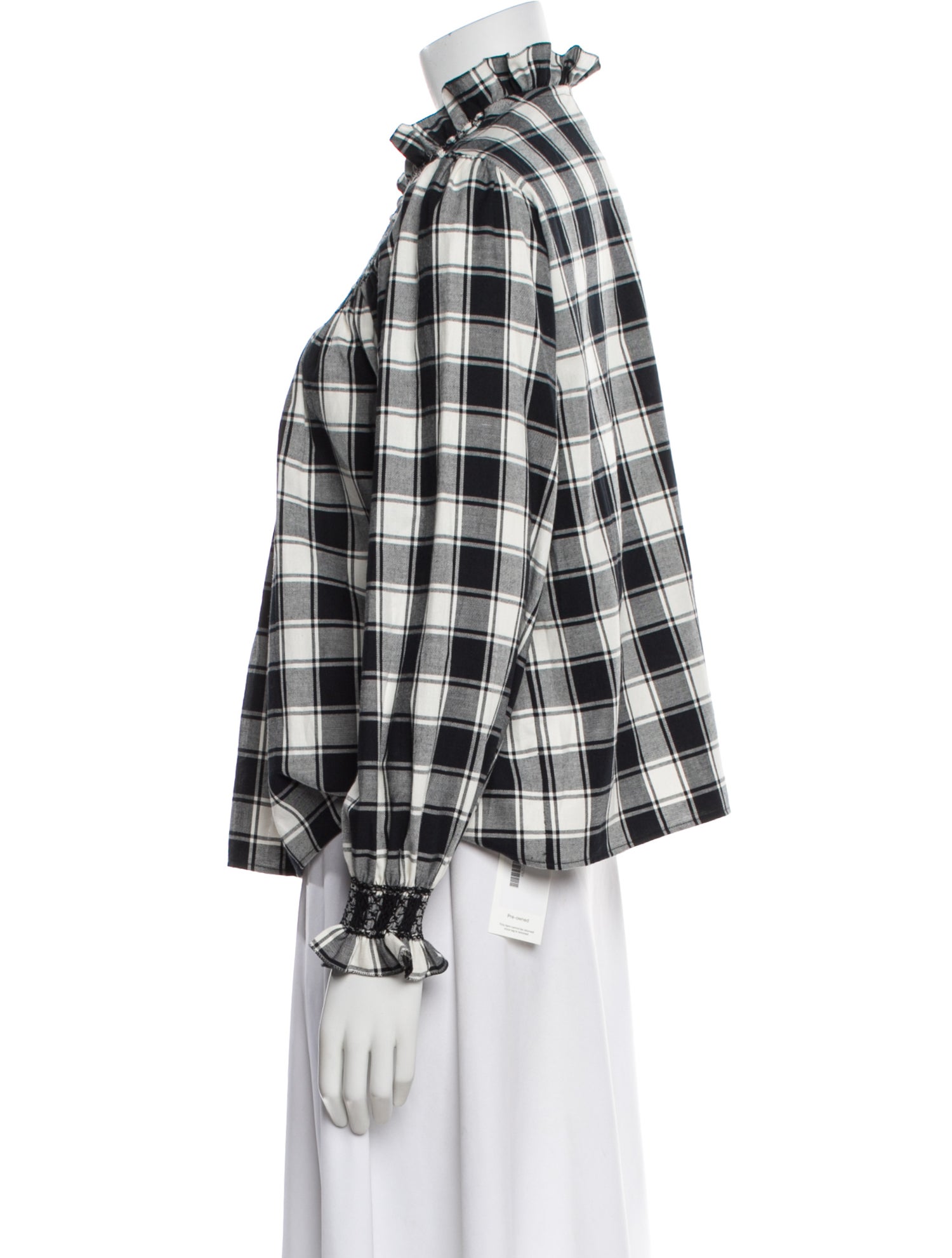 Loretta Caponi Plaid Print Long Sleeve Blouse