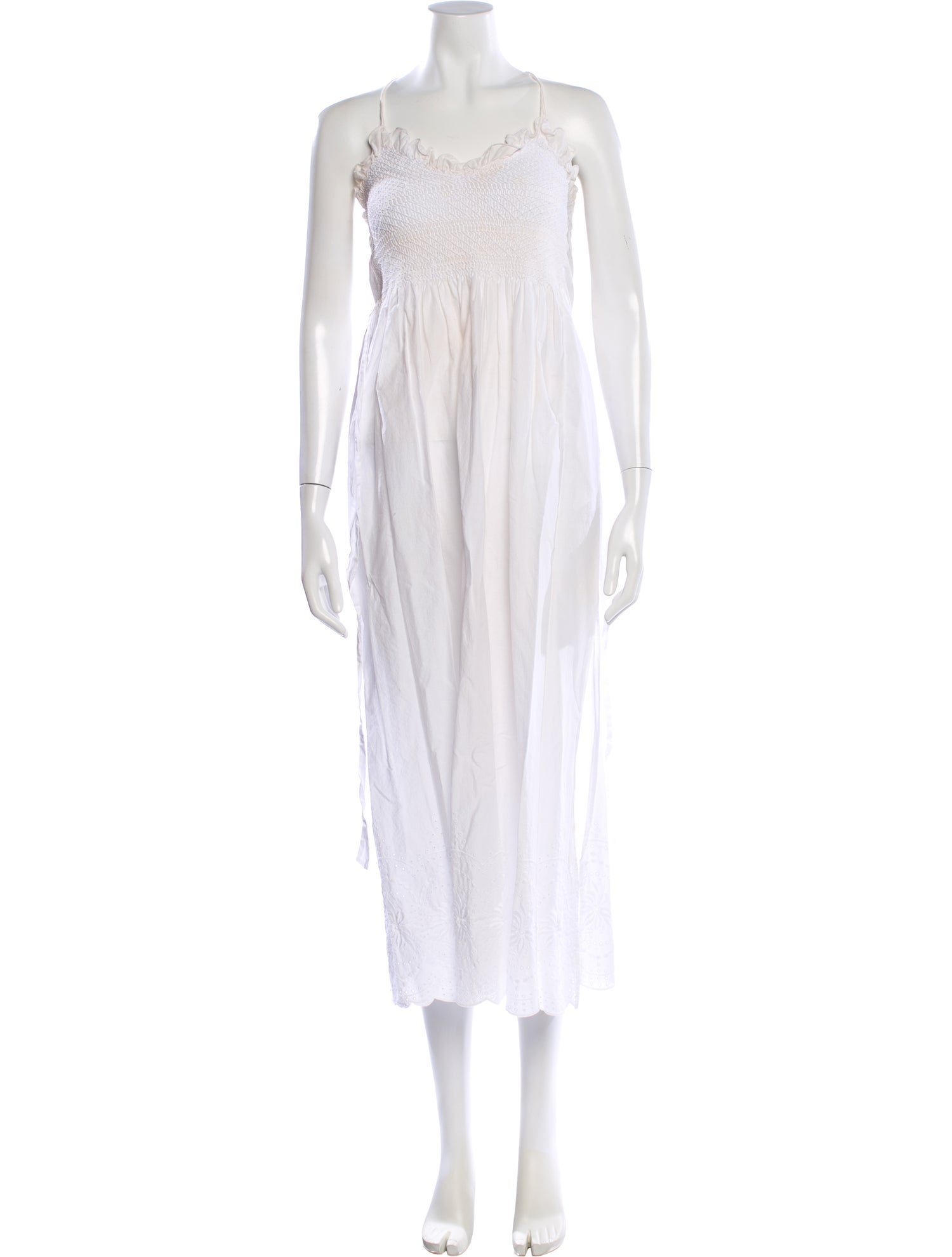 Loretta Caponi Square Neckline Midi Length Dress