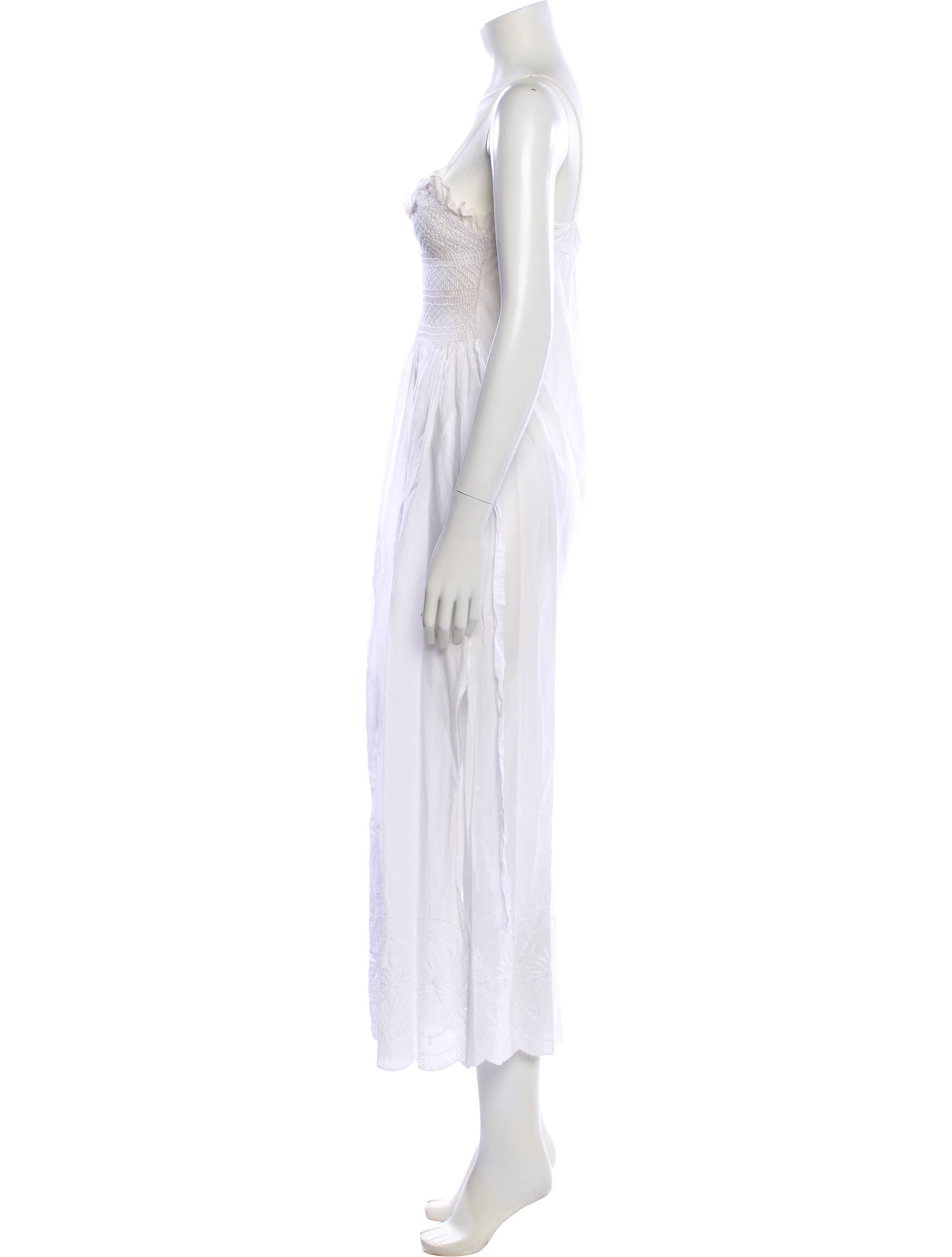 Loretta Caponi Square Neckline Midi Length Dress