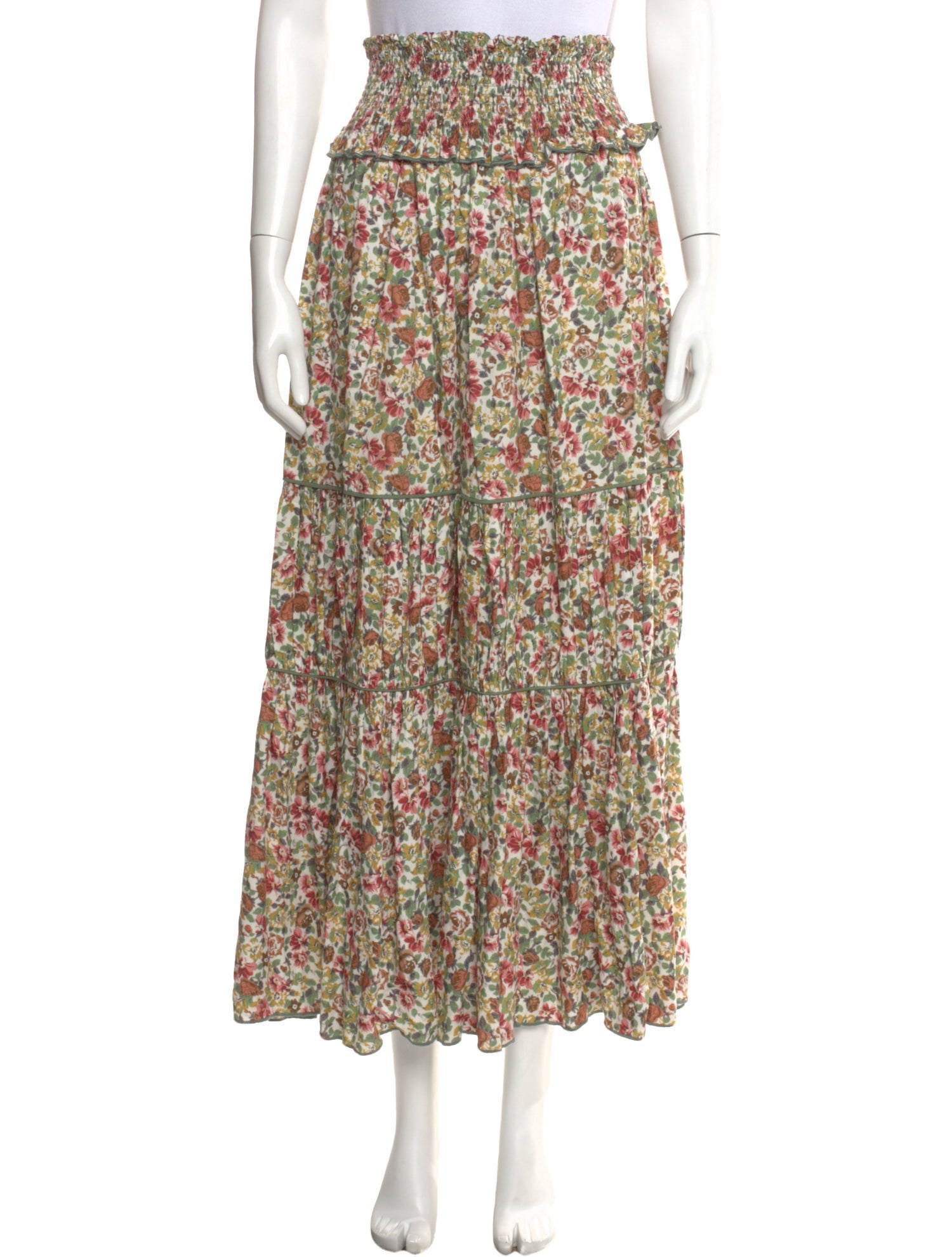 Loretta Caponi Floral Print Midi Length Skirt