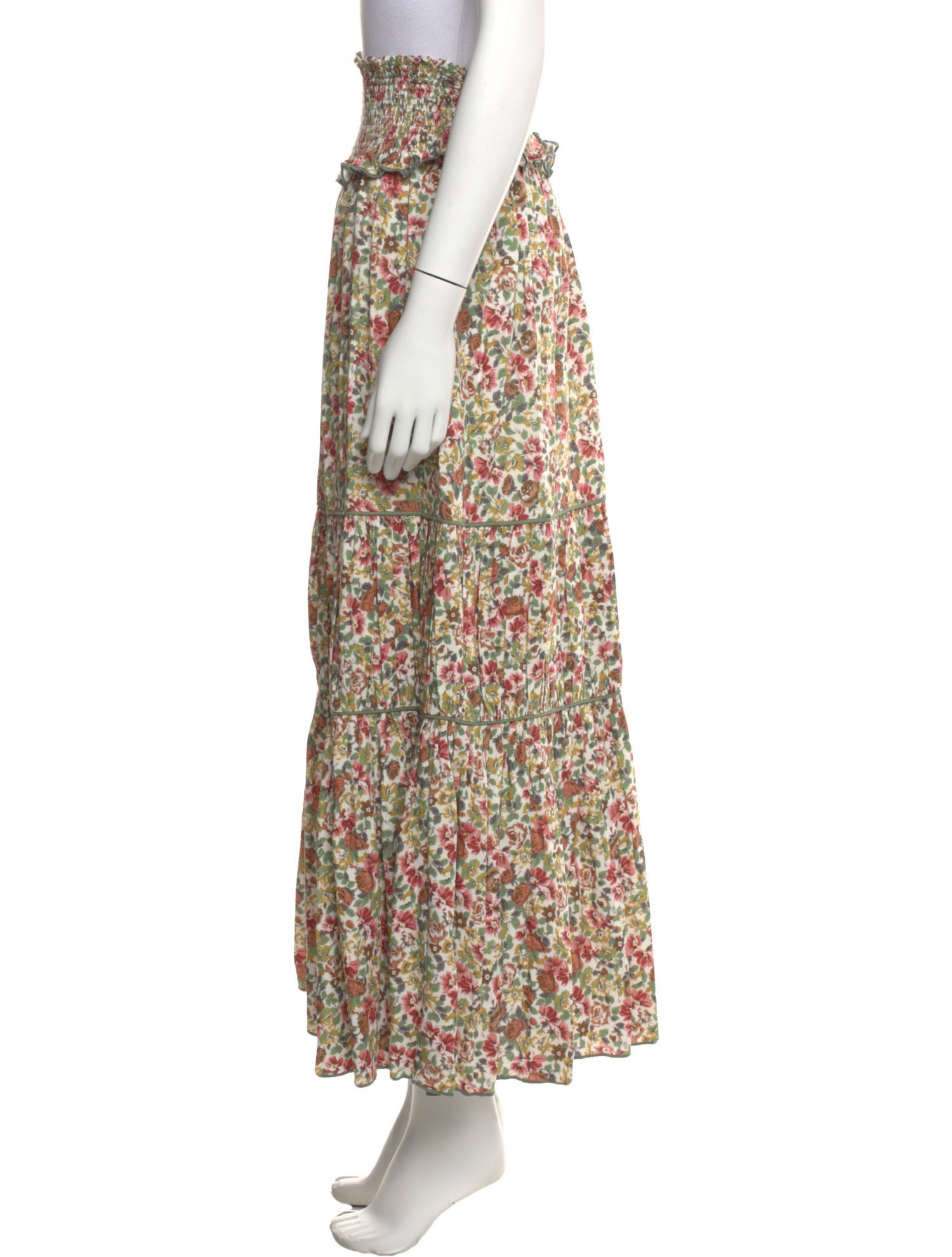 Loretta Caponi Floral Print Midi Length Skirt