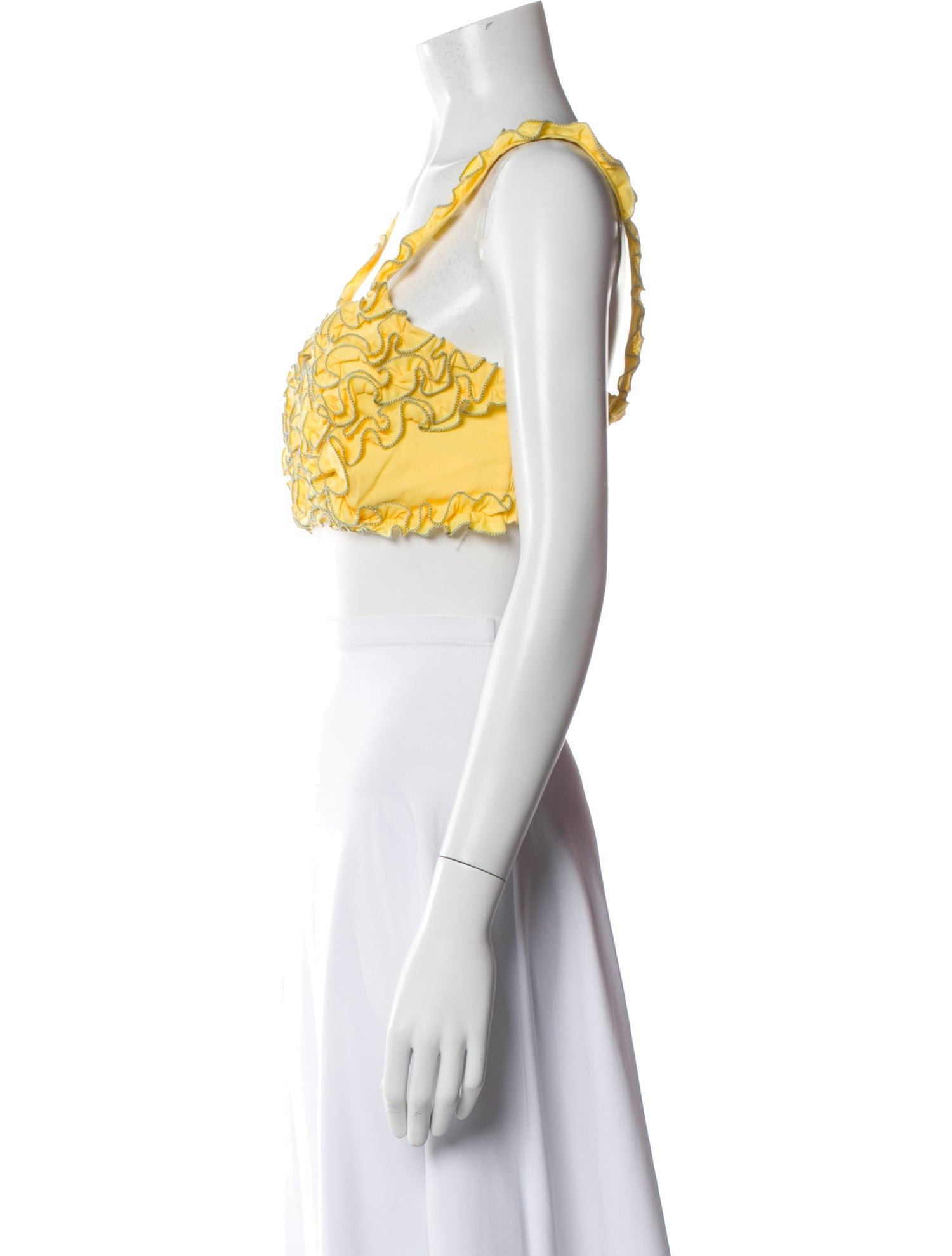 Loretta Caponi V-Neck Sleeveless Crop Top