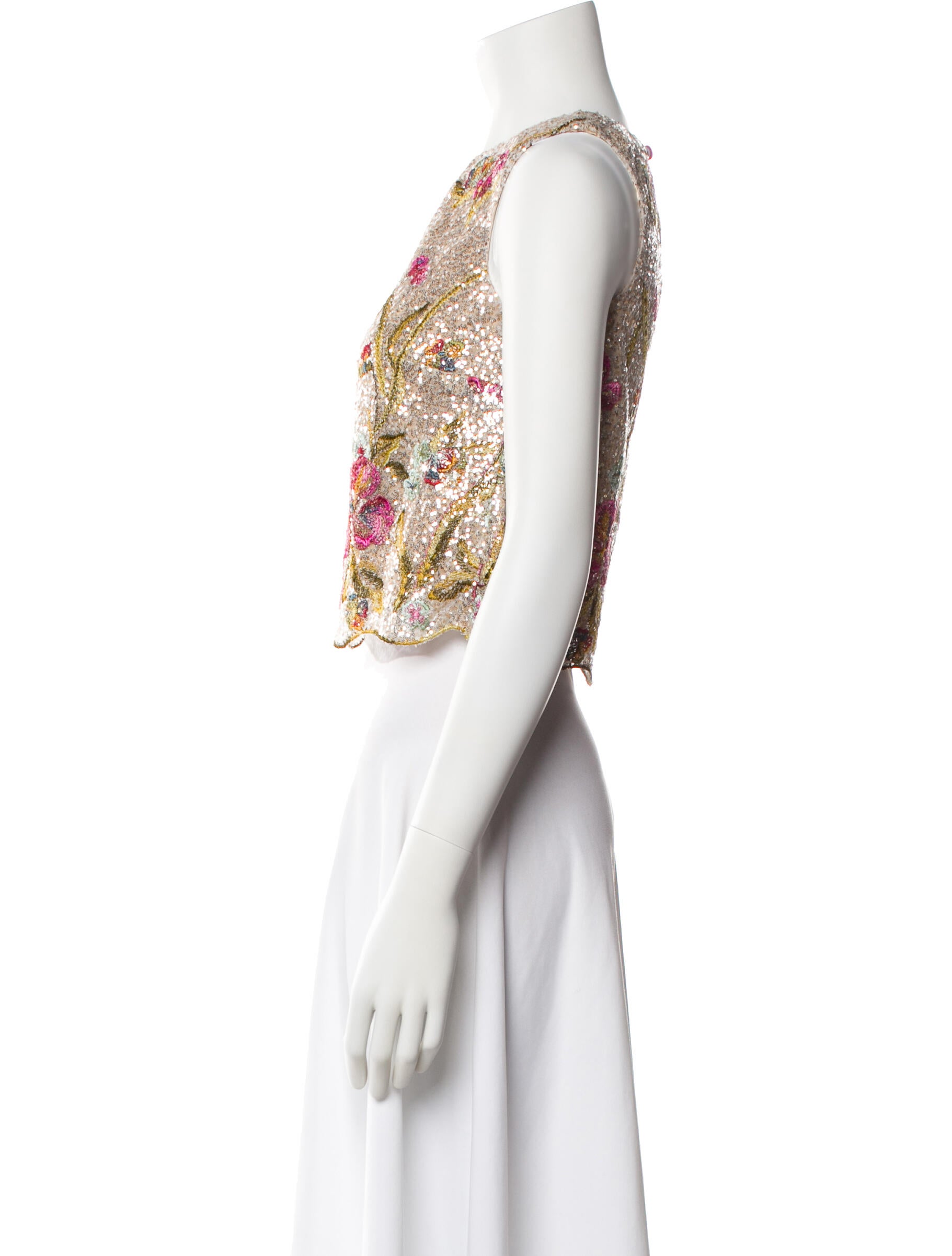 Loretta Caponi Floral Print Crew Neck Top w/ Tags