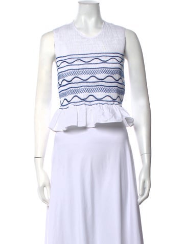 Pre-owned Loretta Caponi Striped V-neck Top In White