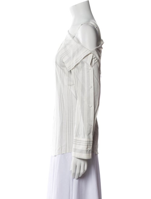 Loéil Striped One-Shoulder Button-Up Top