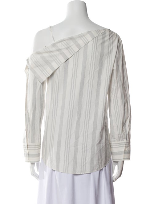 Loéil Striped One-Shoulder Button-Up Top