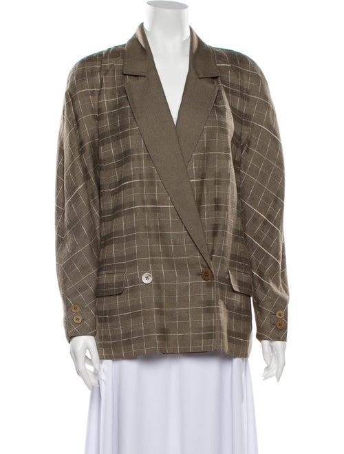 Louis Feraud Plaid Print Blazer Brown