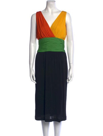 Pre-owned Louis Fèraud Vintage Midi Length Dress In Orange