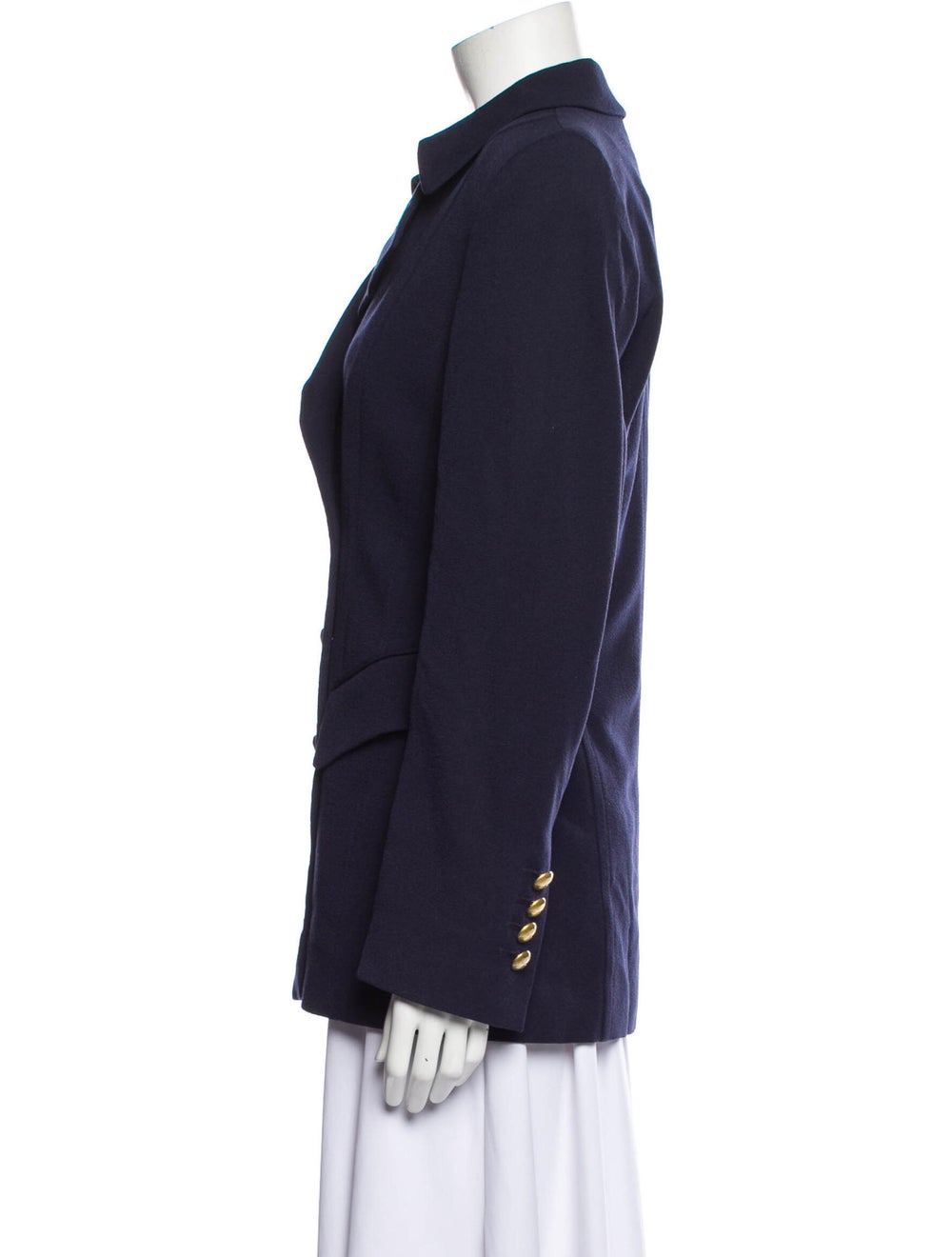 Louis Feraud Virgin Wool Blazer Blue Pointed Coll… - image 2