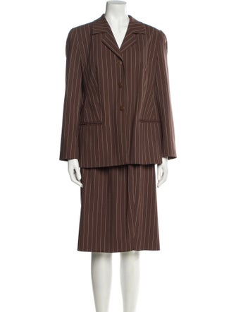 Louis Feraud Virgin Wool Striped Skirt Suit
