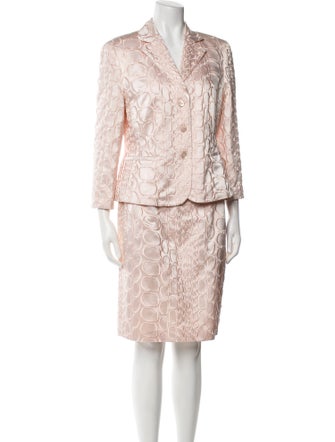 Louis Feraud Silk Lace Pattern Skirt Suit