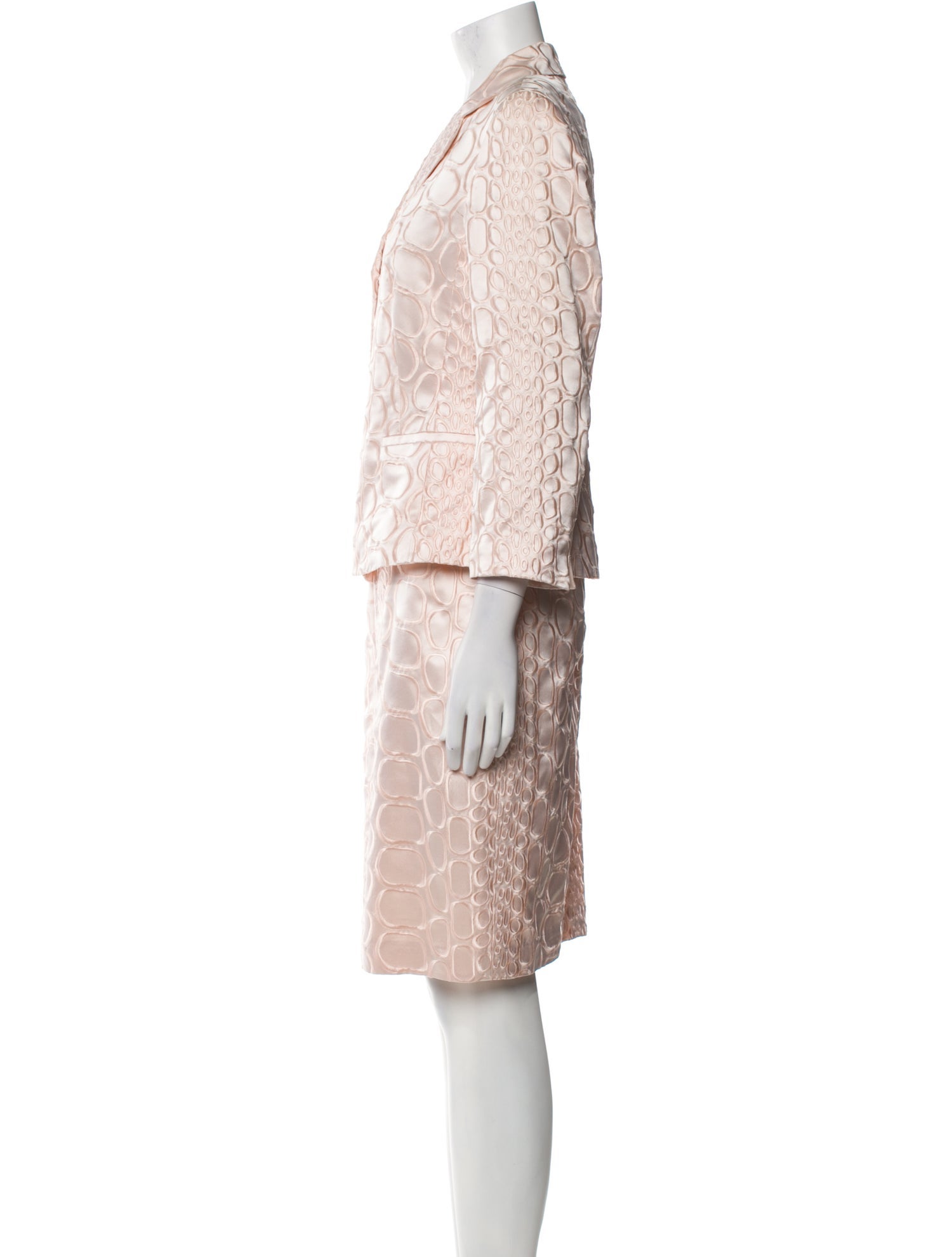 Louis Feraud Silk Lace Pattern Skirt Suit