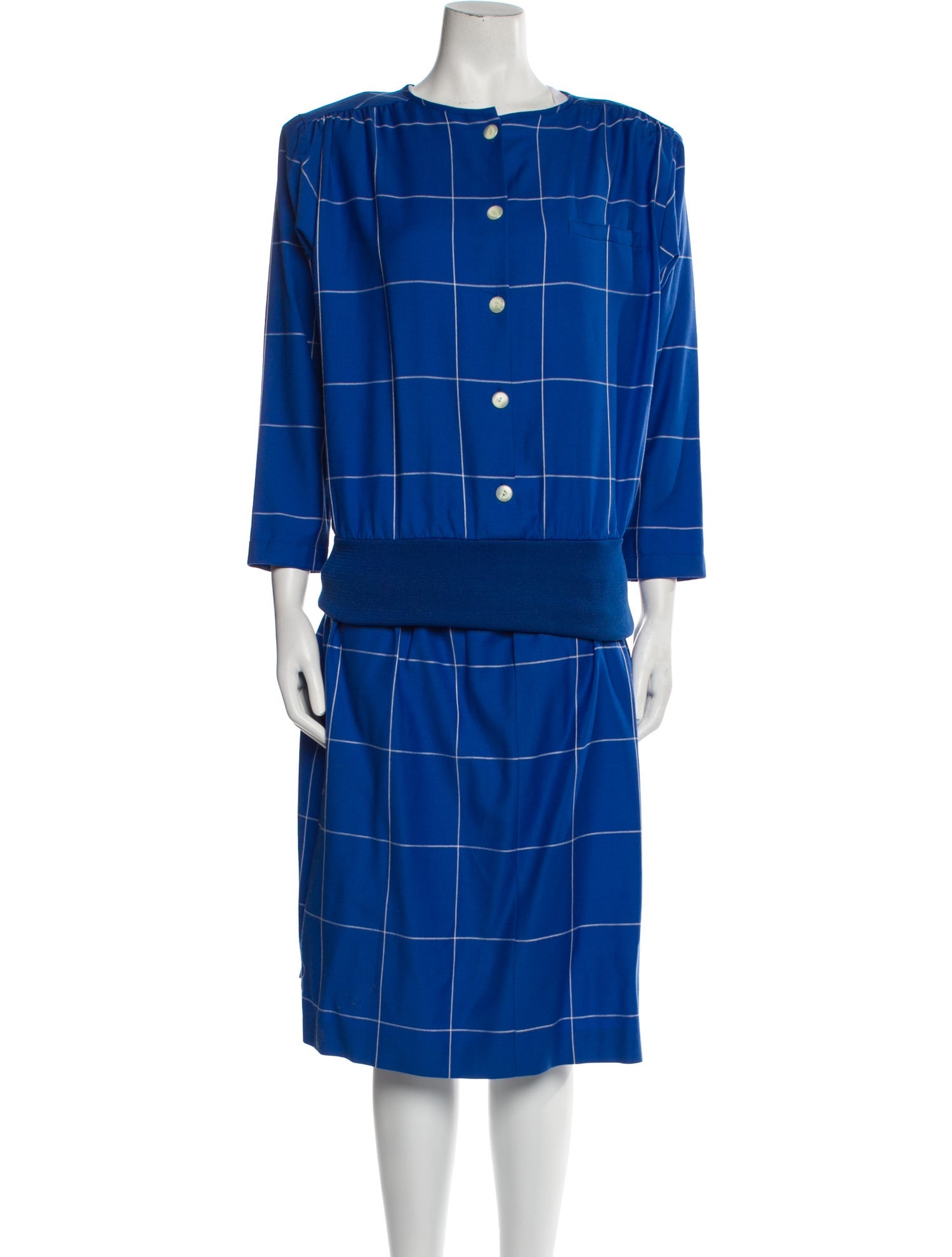 Louis Feraud Virgin Wool Printed Skirt Suit