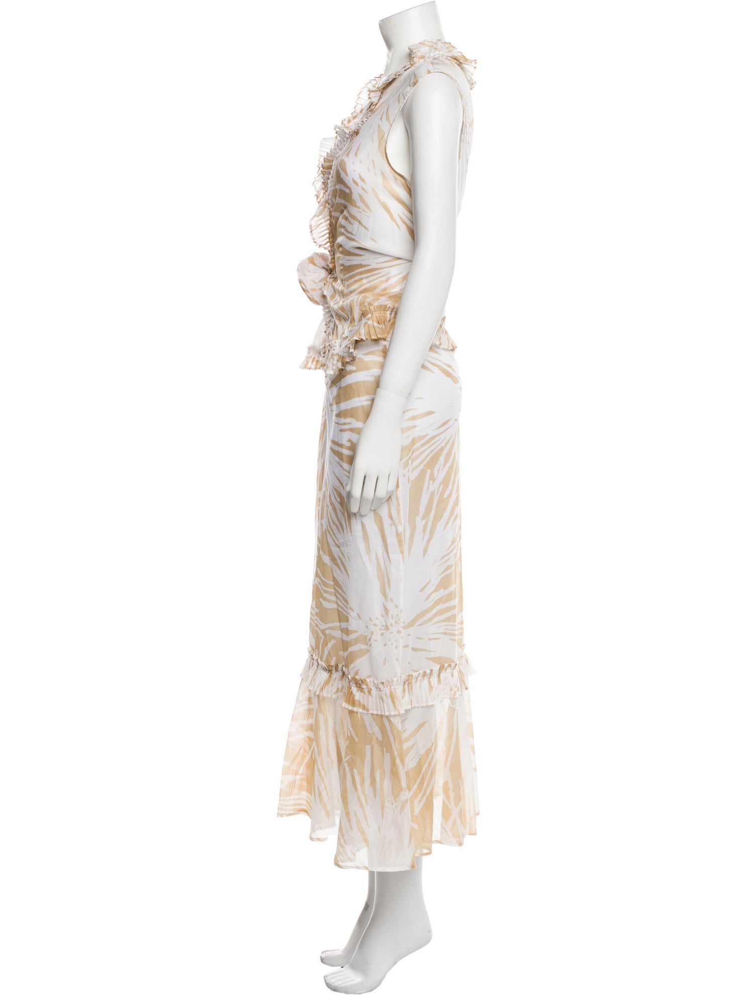 Louis Feraud Printed Pleated Accents Skirt Set