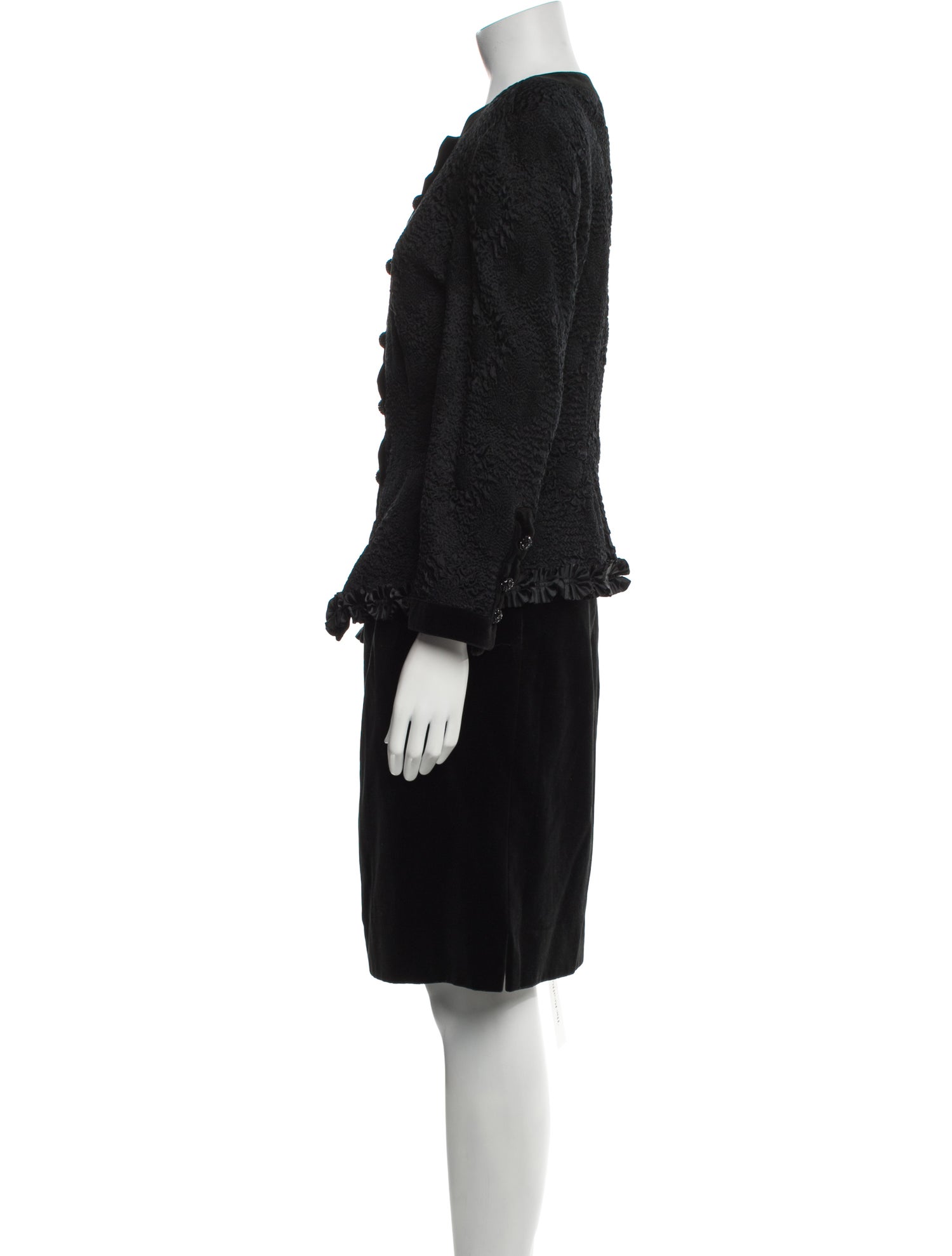 Louis Feraud Ruffle Embellishment Skirt Suit
