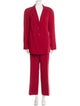 Louis Feraud Virgin Wool Embroidered Accent Pantsuit