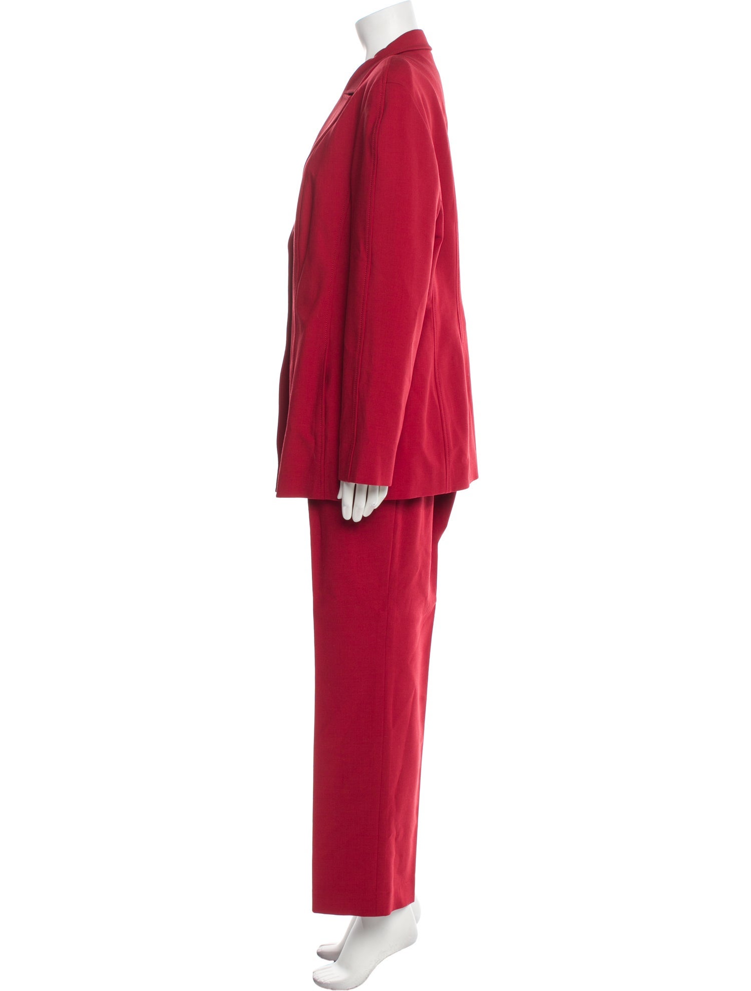 Louis Feraud Virgin Wool Embroidered Accent Pantsuit