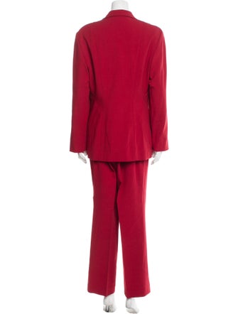 Louis Feraud Virgin Wool Embroidered Accent Pantsuit