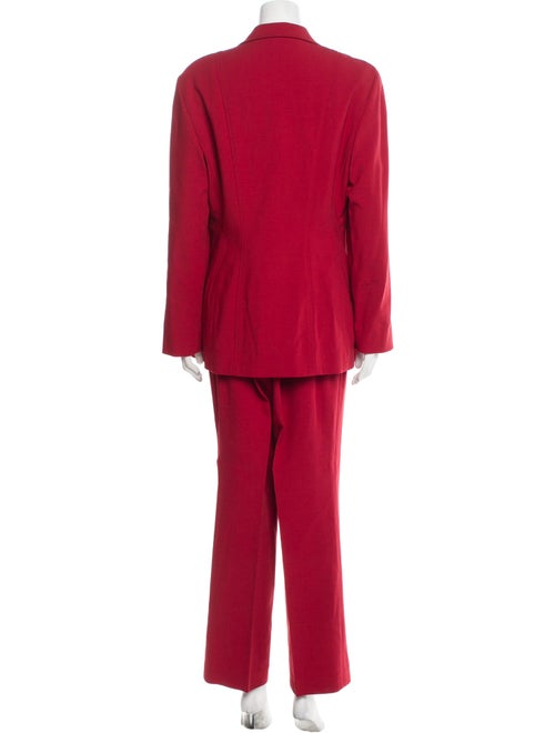 Louis Feraud Virgin Wool Embroidered Accent Pantsuit