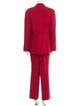 Louis Feraud Virgin Wool Embroidered Accent Pantsuit