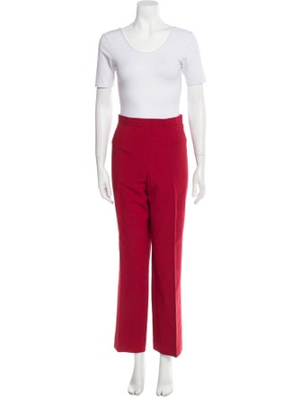 Louis Feraud Virgin Wool Embroidered Accent Pantsuit
