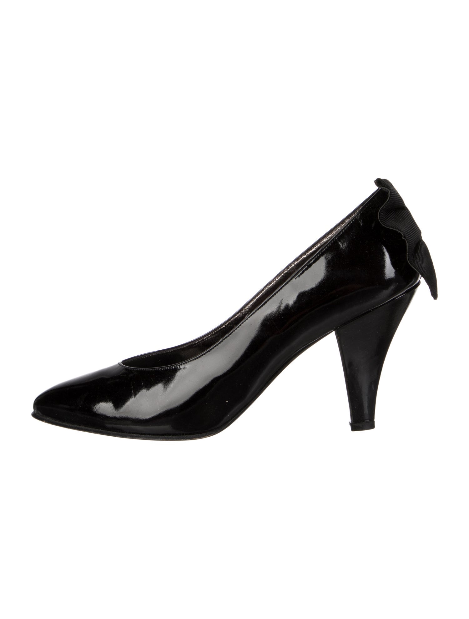 Louis Feraud Patent Leather Grosgrain Trim Pumps