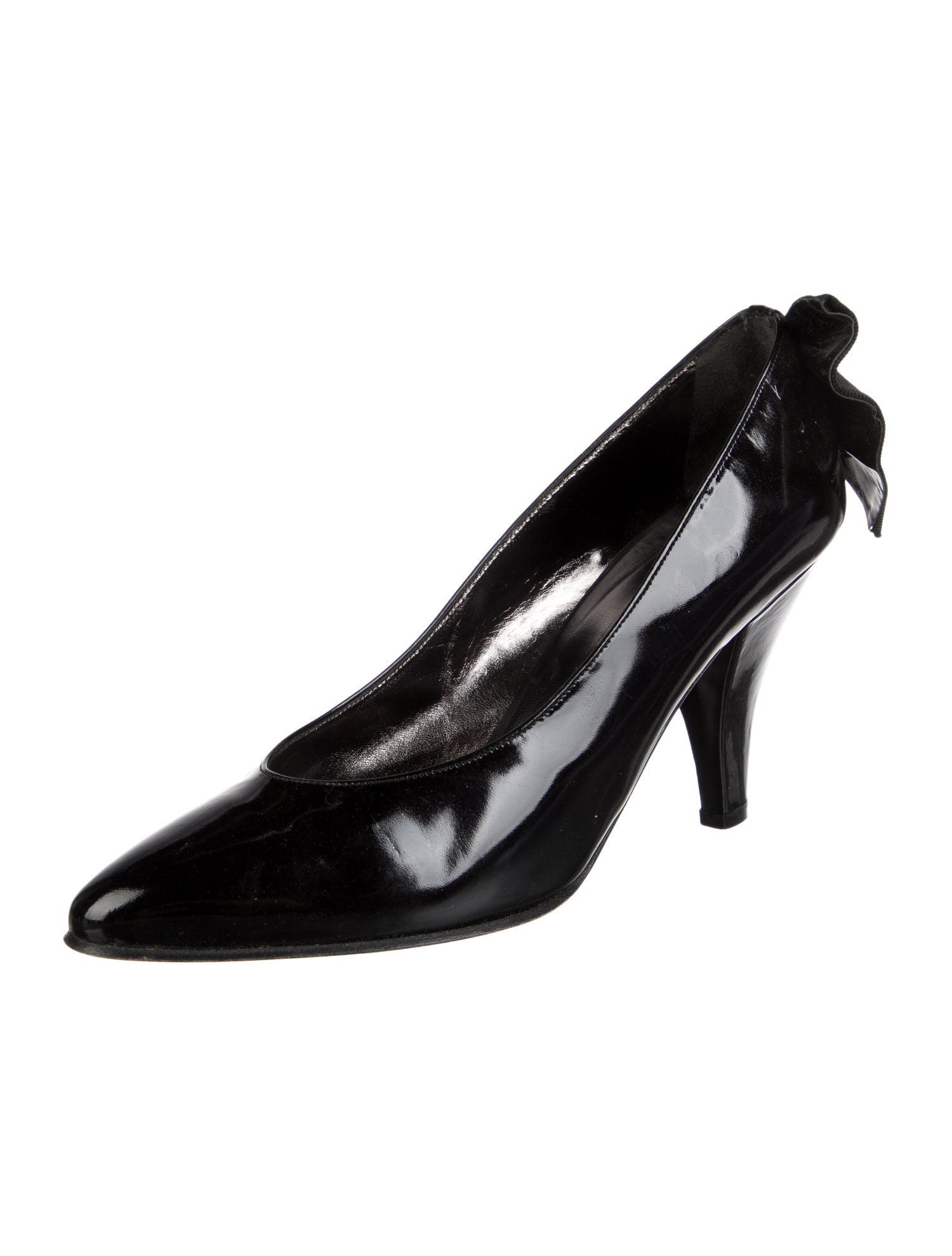 Louis Feraud Patent Leather Grosgrain Trim Pumps