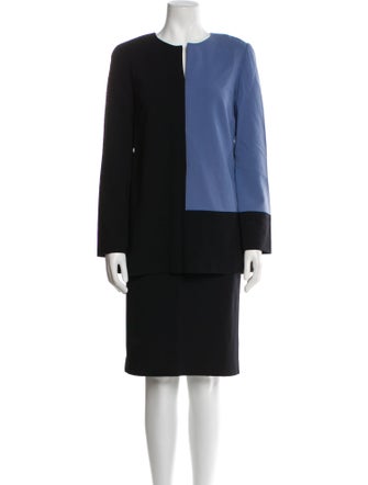 Louis Feraud Wool Colorblock Pattern Skirt Set