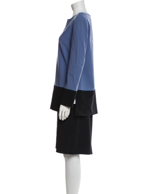 Louis Feraud Wool Colorblock Pattern Skirt Set