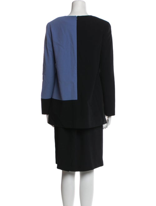 Louis Feraud Wool Colorblock Pattern Skirt Set