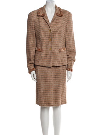 Louis Feraud Wool Tweed Pattern Skirt Set