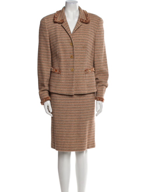Louis Feraud Wool Tweed Pattern Skirt Set